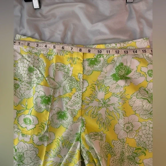 Vintage 1960s The Lilly Pulitzer Front Pocket Yellow Floral Pants Wht Label 14